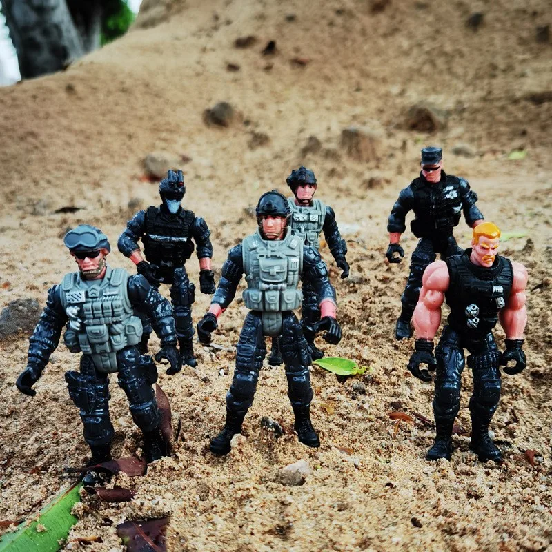 Military Doll 10cm Soldier Model Joint Movable Police Doll Special Police Soldier Toy Ornaments, 12 PCs/Lot,