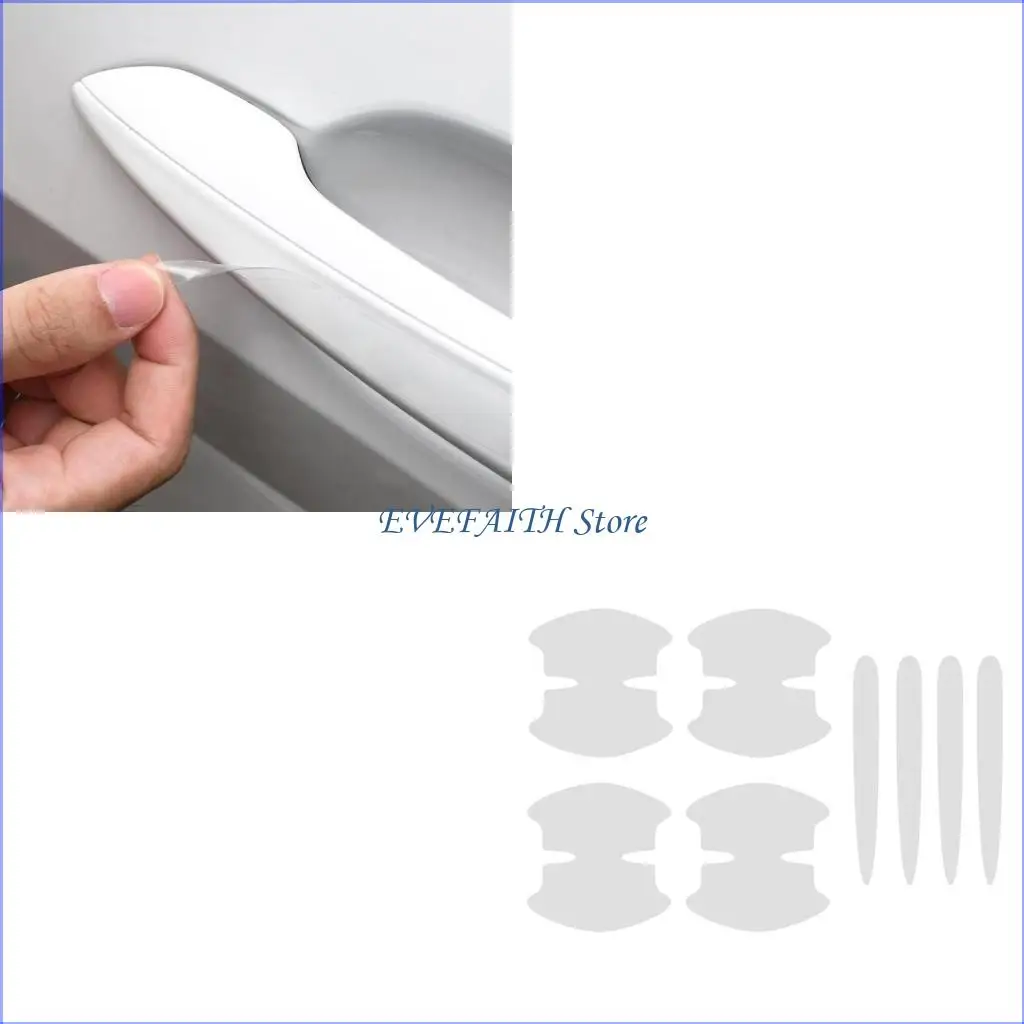 

124B 8pcs Clear Automotive Door Handle Protector Film Prevents Paint Damage Universal
