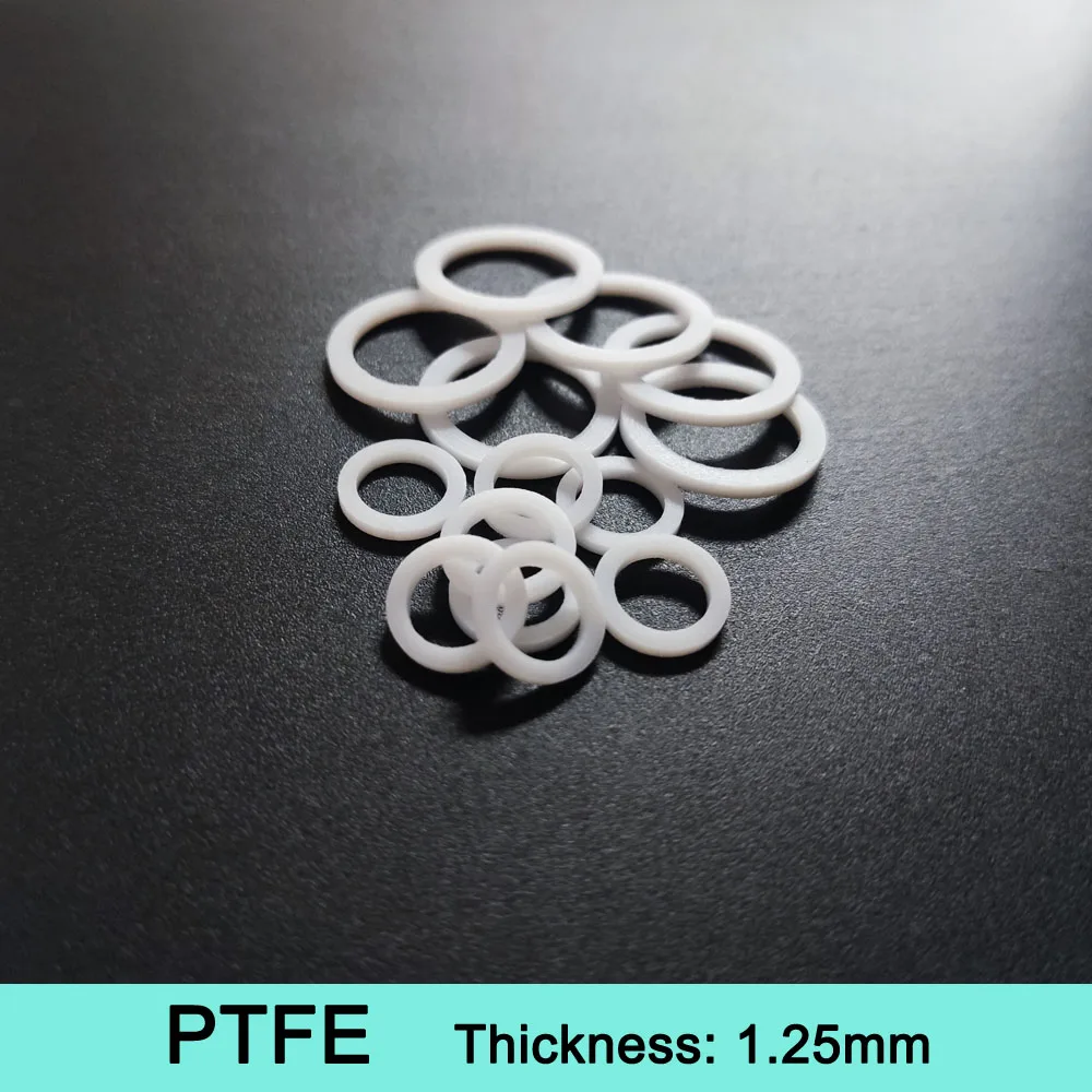 PTFE Gasket Flat Washer Thickness 1.25mm ID 3mm~150mm Resistant to High&Low Temperature Corrosion Anti-aging For Flange ID*OD*CS