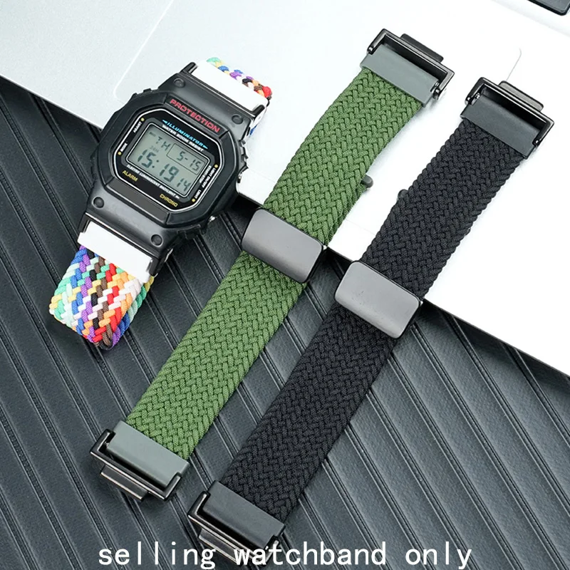 

New waterproof woven canvas nylon watch strap for Casio small square DW-5600 DW-5610 GW-B5600 modified magnetic watch strap
