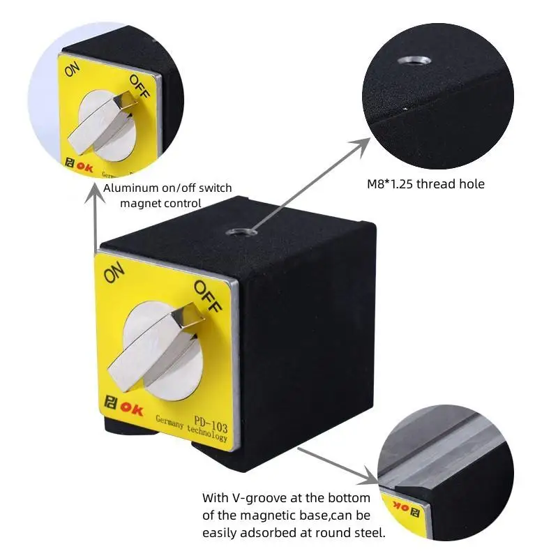 PDOK 80 kg Interruttore on/off scanalato a V da 150 gradi Base magnetica PD-103