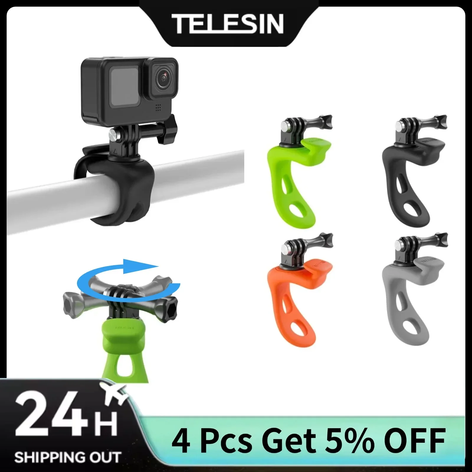 TELESIN Mini Elastyczny Uchwyt Regulowany Silikonowy Mocowanie do Gopro Hero 13 12 11 10 9 8 MAX DJI OSMO Action 5 4 3 Insta360 X4 X3