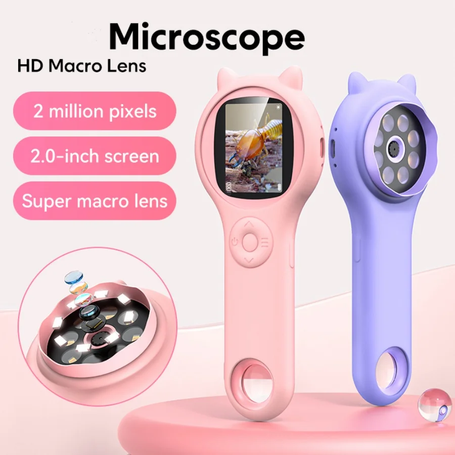 

Popular 500x Zoom Kids Portable Microscope Pocket Handheld Mini Microscope Kids Microscopes for 8-12 Years Old