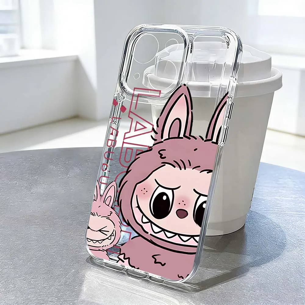 

Popular Cartoon Cute La-bu Phone Case For Apple iPhone 17 Air 16e 16 15 14 13 12 11 Mini Pro Max Plus Transparent Soft Cover