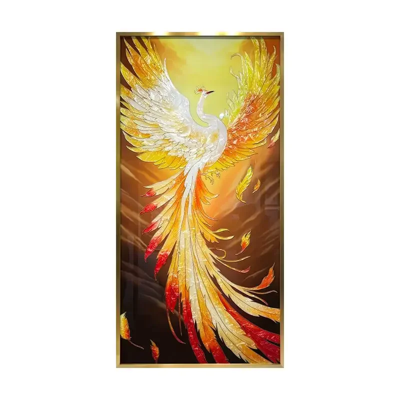 Phoenix hand-painted enamel decorative painting entrance mural