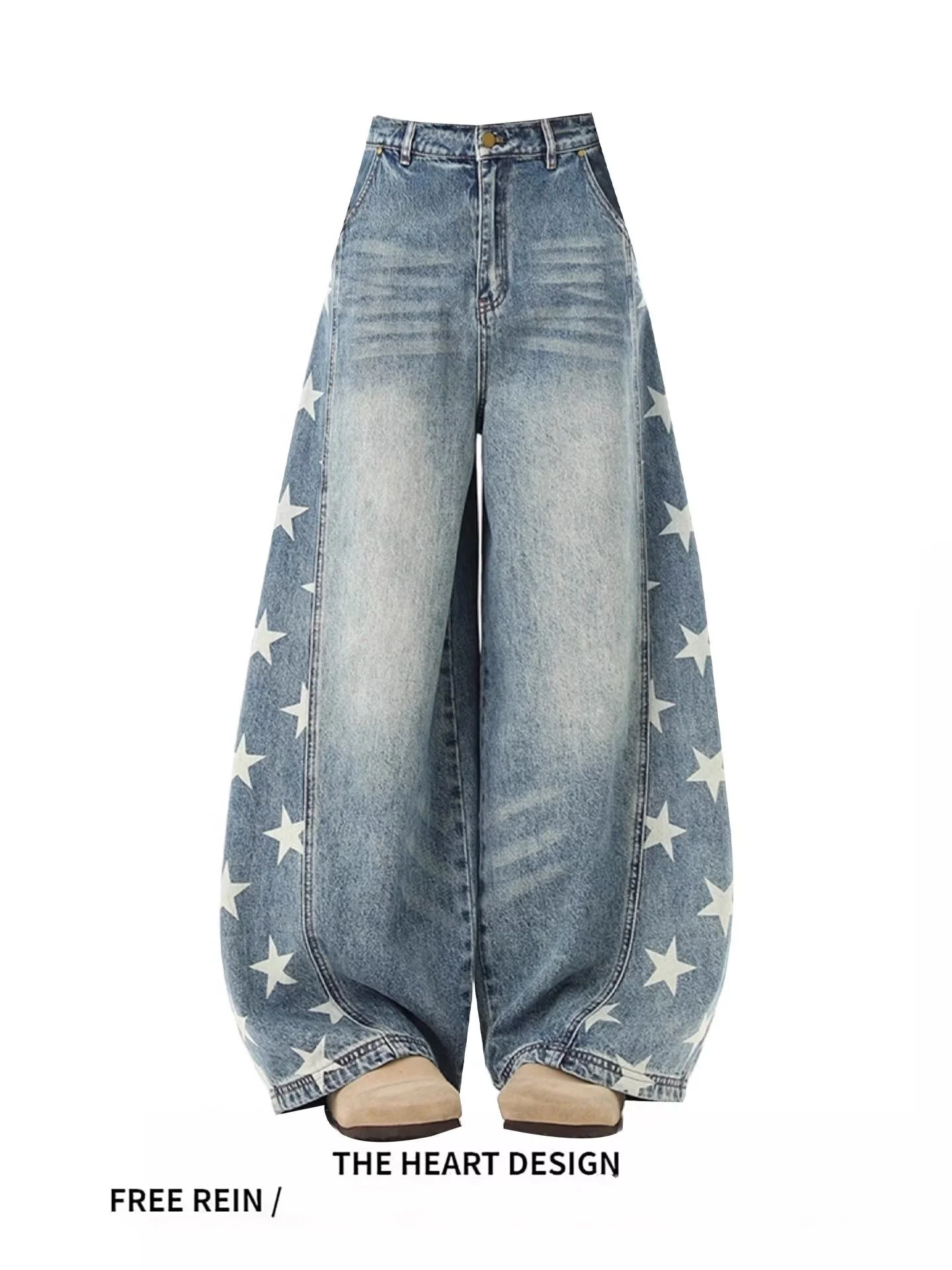 

Fat Plus Size Американские потертые потертые джинсы High Street для женщин Свободные широкие брюки Мешковатые джинсы Y2k Женская одежда