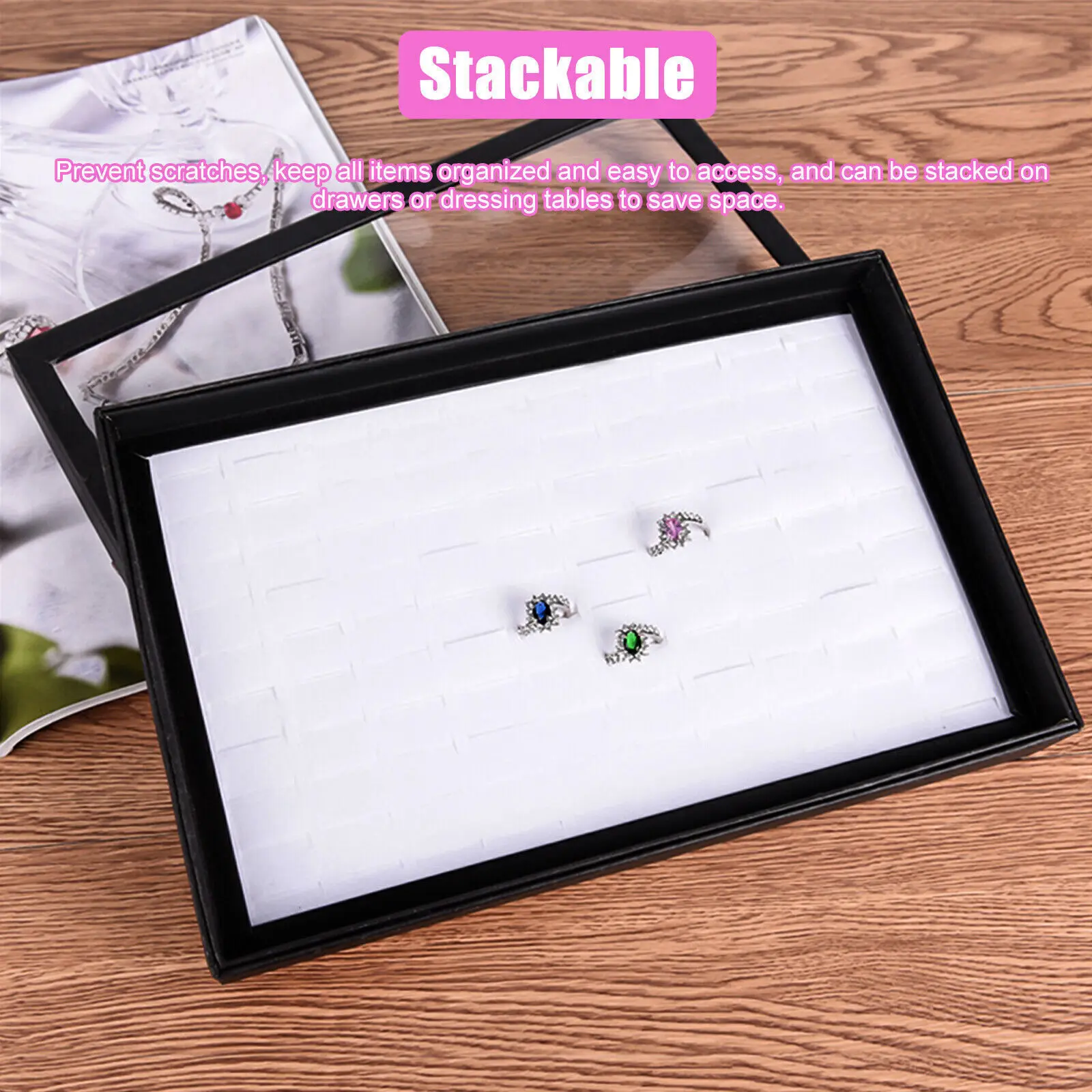 100 Slots Jewelry Rings Display Organizer Case Gifts Packaging Holder Earrings Storage Box Outdoor Portable Jewelry Accessories