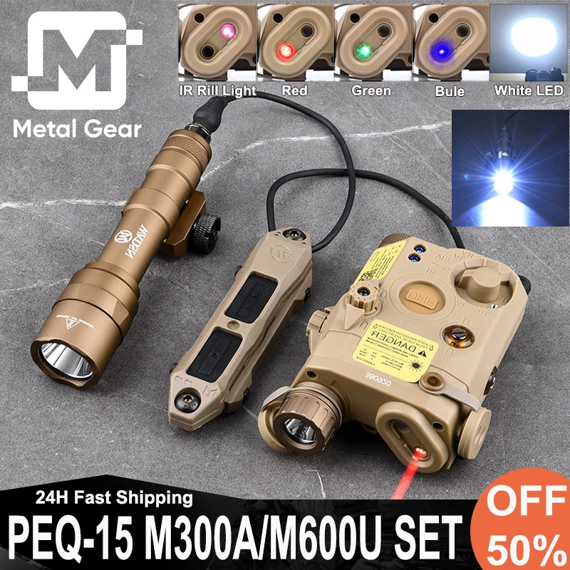 

Tactical PEQ15 Wadsn M600U ScoutLight Set IR Fill Light Red Green Blue Dot M300A Hunting Flashlight Dual Switch Fit M-Lok Keymod