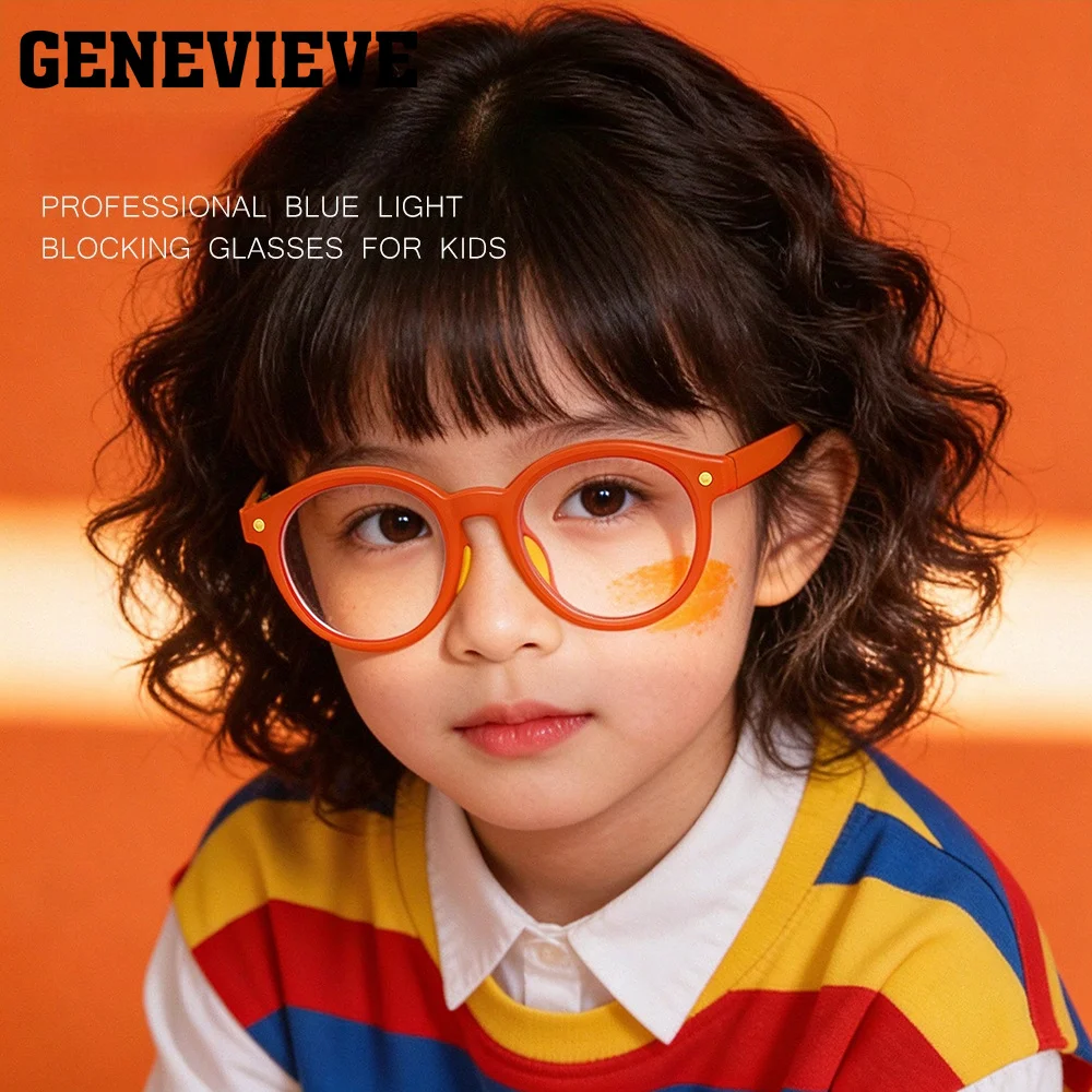 genevieve-新登場-超軽量シリコン製ラウンドフレーム-子供用ブルーライトカットメガネ、度数調整可能