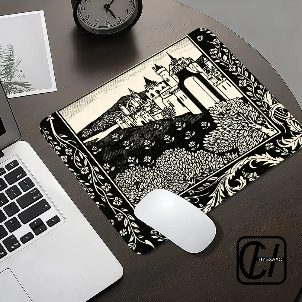 Castle Field Small Mouse Pad Vintage Classic Art Medieval Fantasy Dark Academia Elegant Gothic Office XAXC Desk Mat