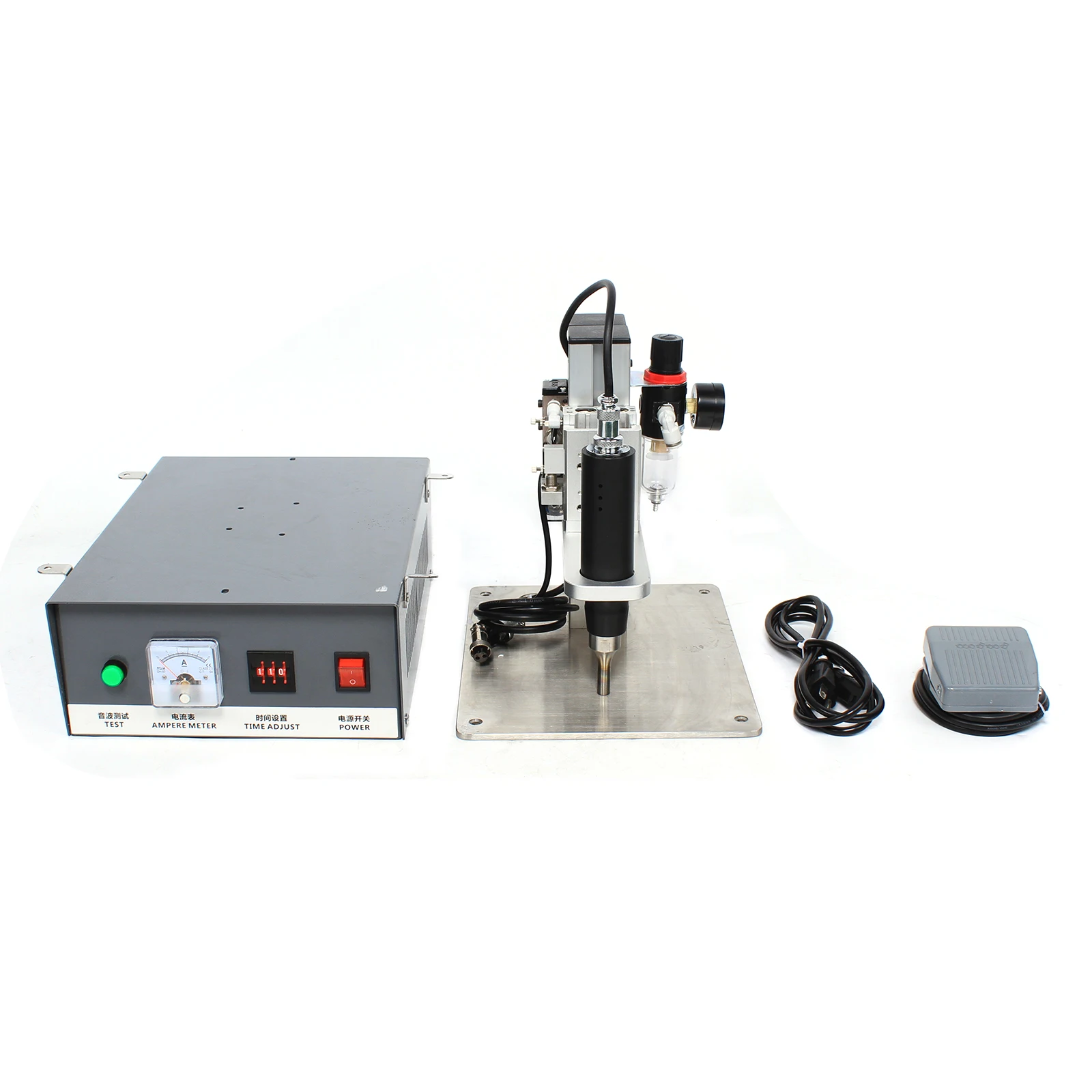 110V 500W Fabrics Ultrasonic Spot Welder Titanium Alloy Pneumatic Pedal Plastics Welding Machine 35Hz