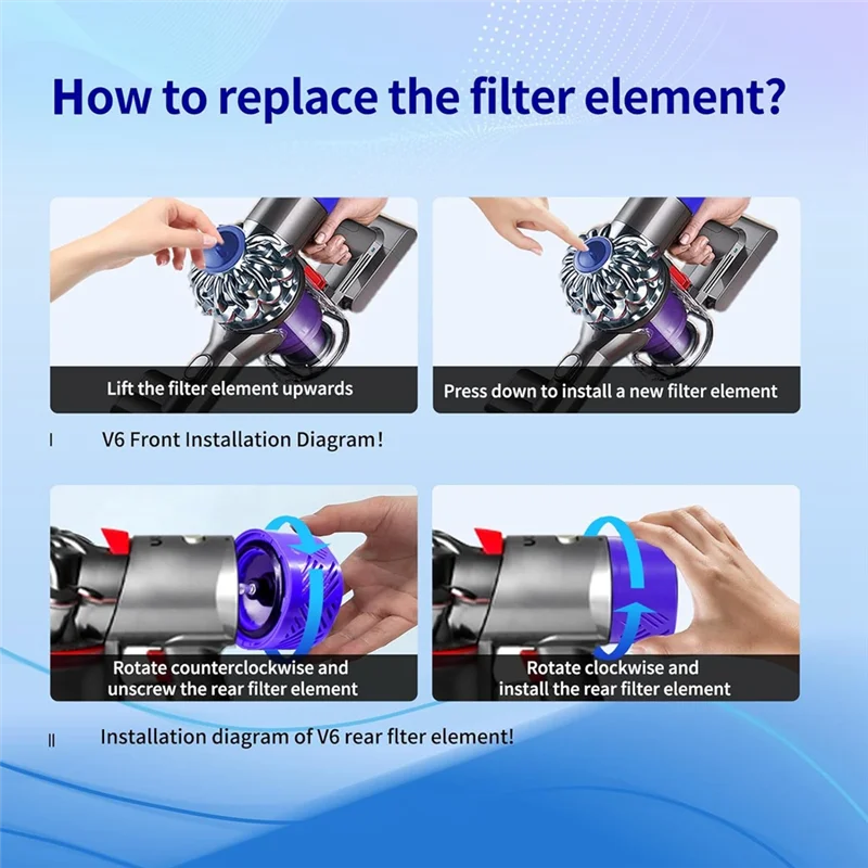 -استبدال ومرشحات الفرش الدوارة من ABPO لمرشحات ما قبل المكنسة الكهربائية من سلسلة Dyson V6 الجزء 967157-01,966741-01