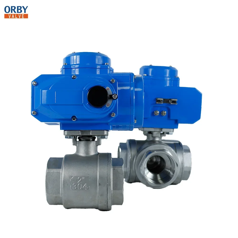 Electric Actuator Controlled 2-Way Threaded Ball Valve 12V/24V/220V AC/DC IP67 Rated PN16, DN15-DN100 for Pipeline Applications