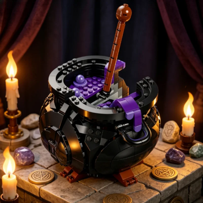 In Stock Secret Potions Classroom Building Blocks Cauldron Moc Sets Creative Toys 652pcs Birthday Christmas Festival Gifts