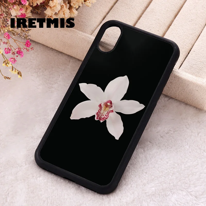Iretmis Phone Cover Case For iPhone X XS Max XR 11 12 13 PRO MINI 14 15 16 Plus Silicone Rubber Orchid Floral Print