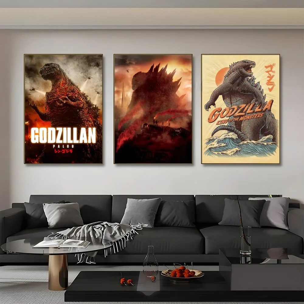 1pc G-GoDZilla 2014 Sci-Fi Monster Movie Poster Sticky Wall Art Printing Waterproof Home Living Bed Room Bar Aesthetic Decor