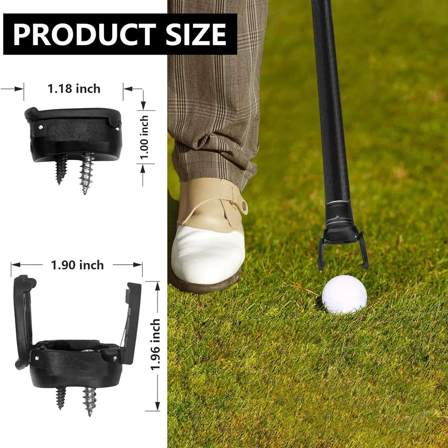 Golf Ball Retrievers 2pcs Mini Foldable Golf Ball Pick Up Tool Saver Putter Grip Black Retriever Plastic Claw Grabber Ball Claw