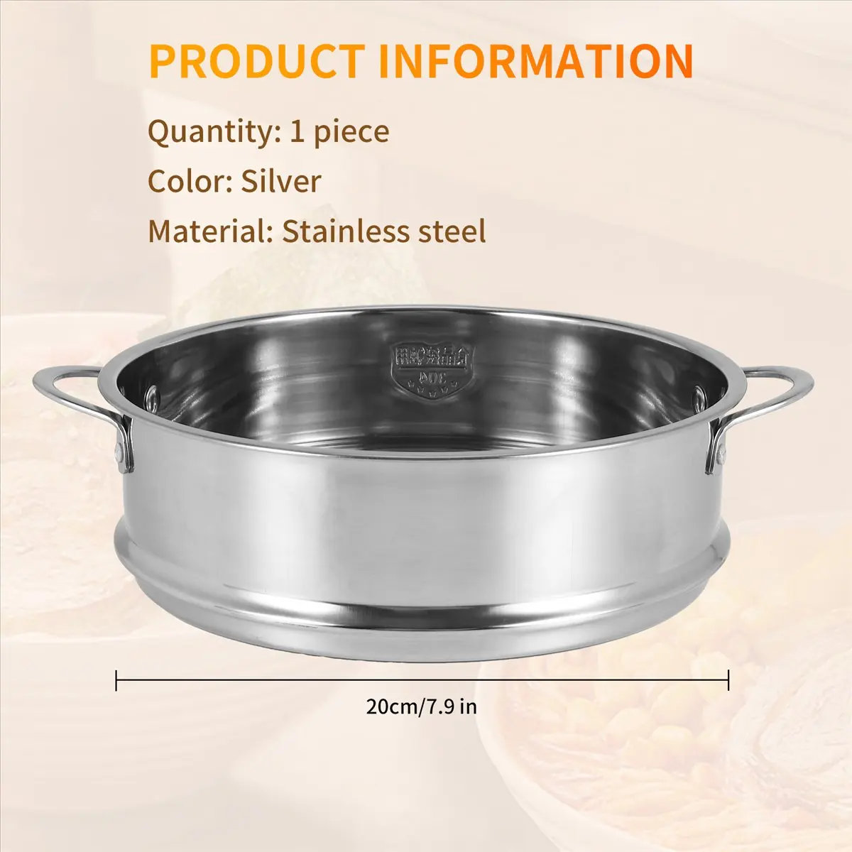 X10A 20cm Thickening Food Steam Rack Stainless Steel Steamer with Double Ear for Soup Pot Milk Pot Kitchen Tools