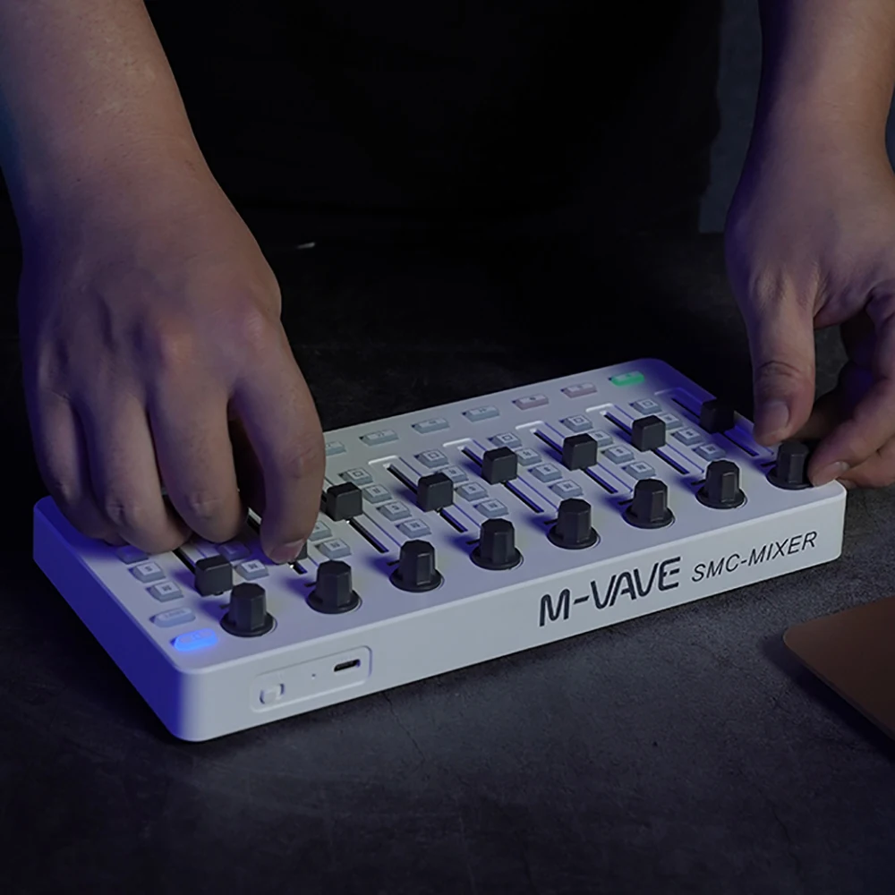M-VAVE SMC-Mixer وحدة تحكم MIDI لاسلكية خلط وحدة التحكم BT اتصال البطارية USB-C توريد USB ويندوز/ماك/أندرويد أجزاء الدواسة
