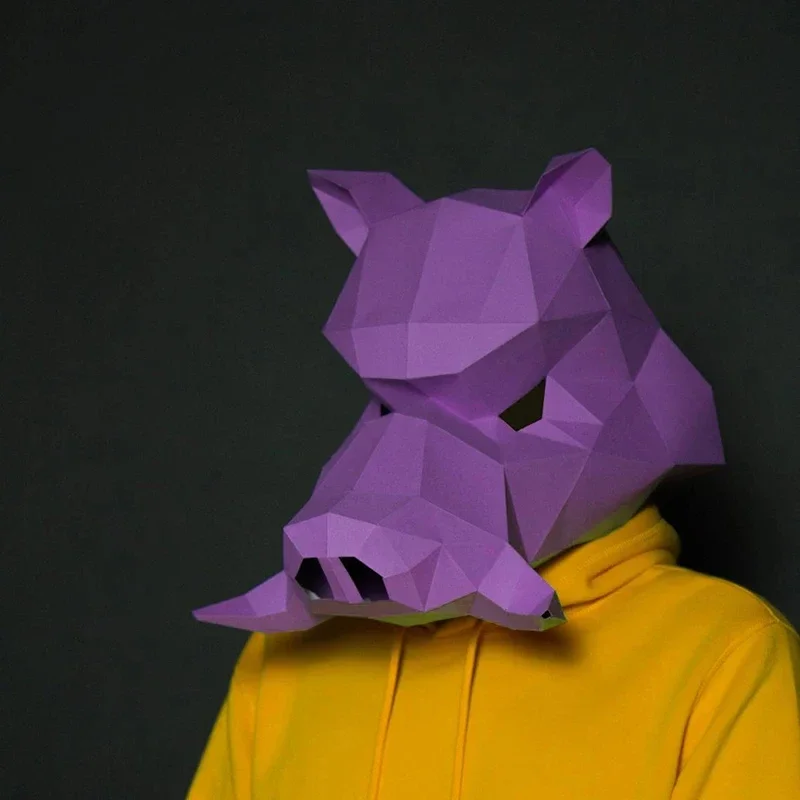 

3D Headgear Wild Boar Pig Wearable Mask Animal Originality Paper Model DIY Origami Toys For Halloween Christmas Party