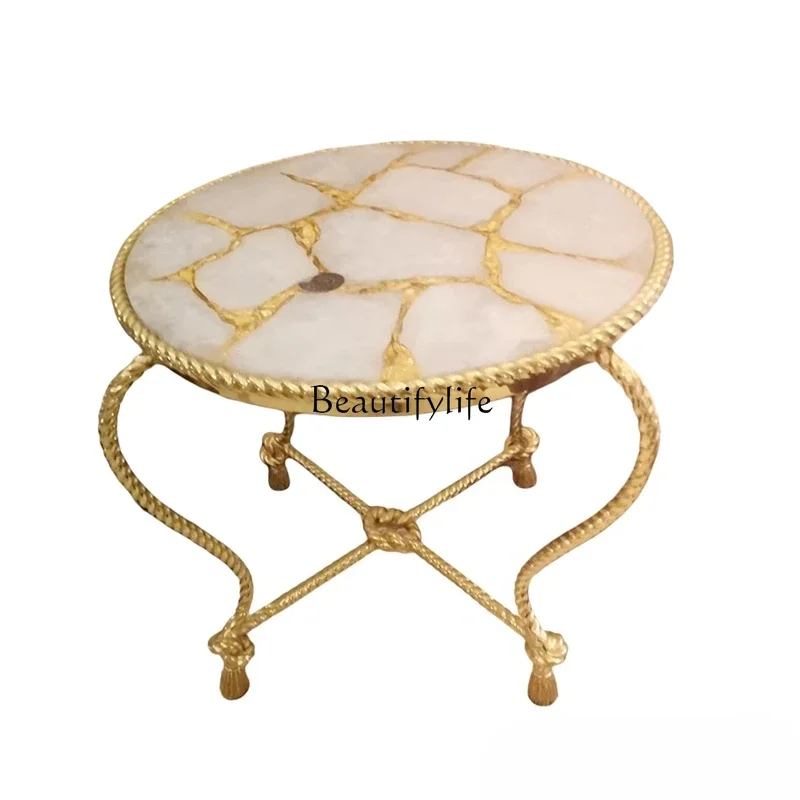 

ls 27French elegant romantic natural white crystal sticker 24K gold foil 0.54m twisted rope knot shape round table