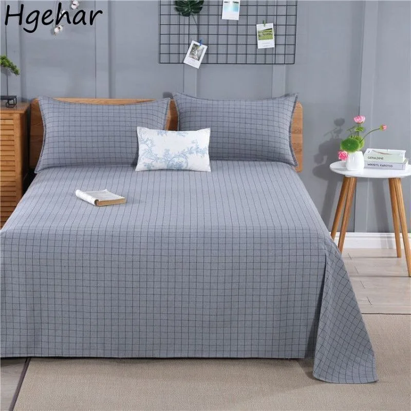 Bed Flat Sheets Soft Breathable 230x250cm Bedspread Adults Striped Minimalist Single Double Skin-friendly Bedding Cover Sheet