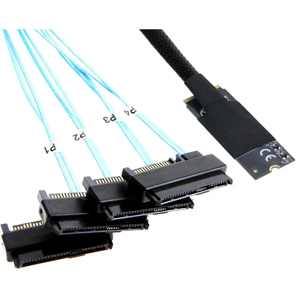 

M. 2 Mkey SFF-8643 Contact To 4-port SAS SFF-8482 2-in-1 Server High-Speed Conversion Cable