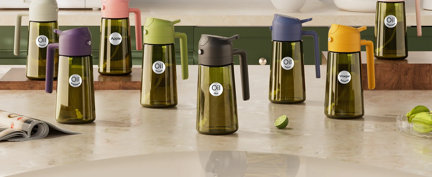 dark green glass oil spray bottle