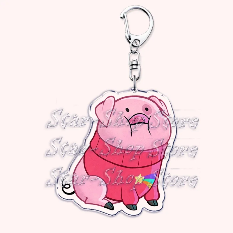 الجاذبية يقع أرقام سلاسل المفاتيح للملحقات حقيبة عجلة من نبوءة بيل تشفير Waddles الوردي خنزير Keyrings مجوهرات المشجعين الهدايا