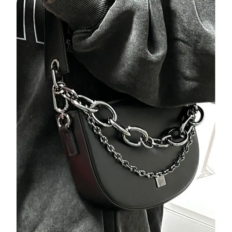 JIAERDI Crossbody Bags For Women Harajuku Black Casual Handbags Lady Streetwear Y2k Vintage Aesthetic Chain Shoulder Bag Female