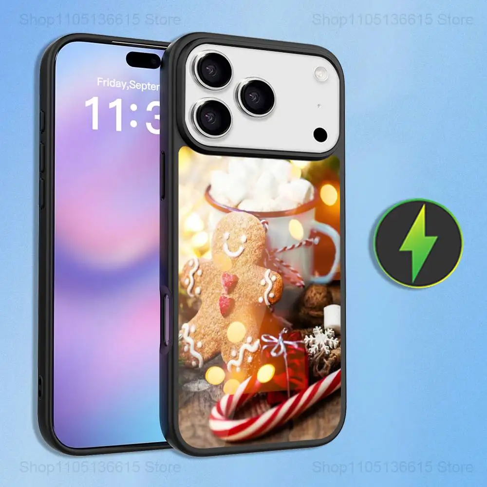 Casing Kopi Musim Dingin Seni Natal Untuk iPhone 16,15,17,14,13,12,11,Pro,Max,Plus,Air Mini,Magsafe,Casing Pengisian Daya Nirkabel Magnetik