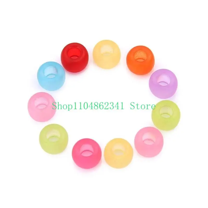 5ASD 200pcs 둥근 다채로운 아크릴 헤어 비즈 어두운 아이를위한 어둠 속에서 빛