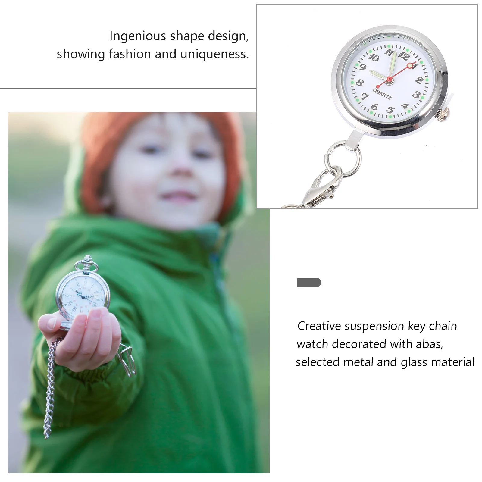 

Keychain Pocket Watch Abacus Creative Suspension Design Practical Nurse Hanging Watch Metal Glass Mirror Reliable Time
