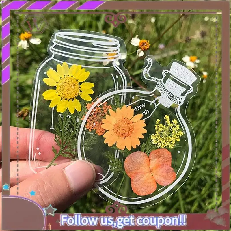 Latest 150PCS Transparent Dried Flower Bookmarks DIY Handmade Book Marks Glassware Stickers Flower Page Clips Stationery