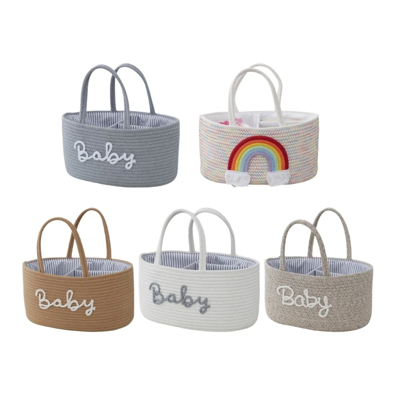 

Multifunction Baby Diaper Handbag with Easy Access Compartments Stylish Cotton Cloth Storage Nursery Essential Bag for Mom