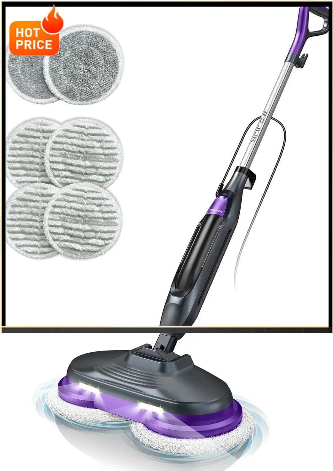 

BestsellerScrubbing Steam Mop, Steam Mops for Floor Cleaning with Rotating Pads, 4 Cleaning Modes & LED Headlights, Swivel Steer