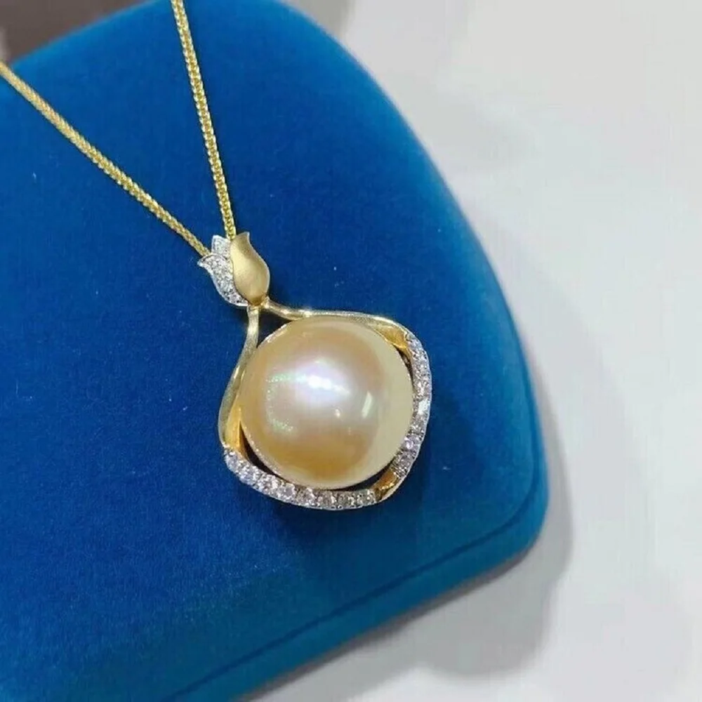 Gorgeous AAAAA Giant 13-14mm South  Sea Pearl Pendant Necklace 925s 12-13mm