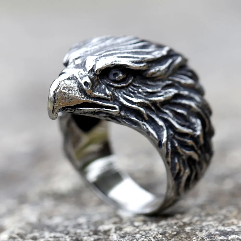 new Arrival Design Stainless Steel Head of eagle Trend Men\'s animal Ring fashion High Quality Jewelry Dropshipping