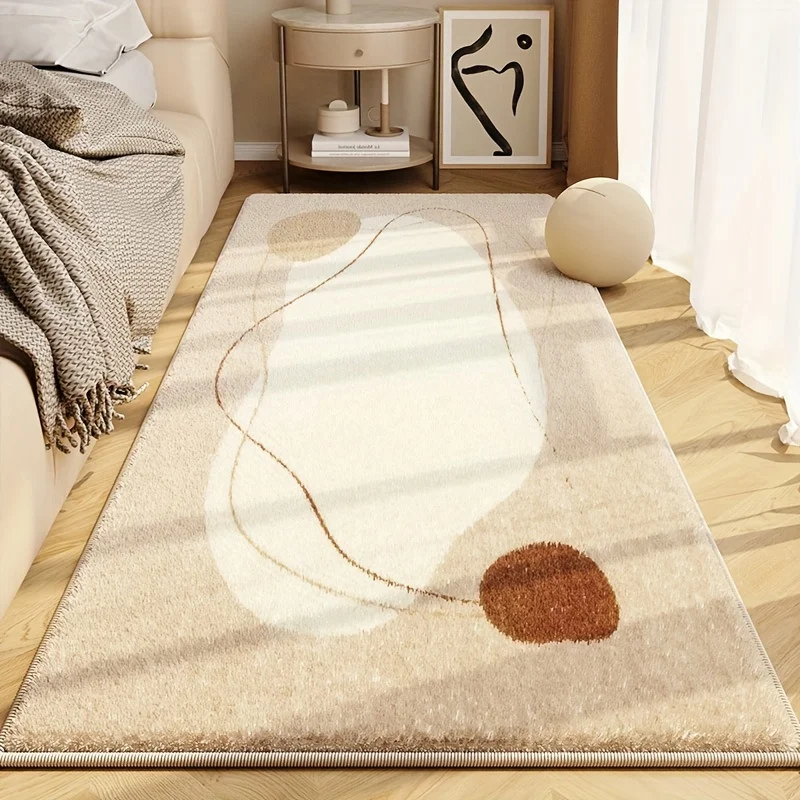 VIKAMA Alfombra larga geométrica minimalista de estilo coreano para dormitorio, alfombra junto a la cama, alfombra para ventanal, decoración del hogar suave y cómoda