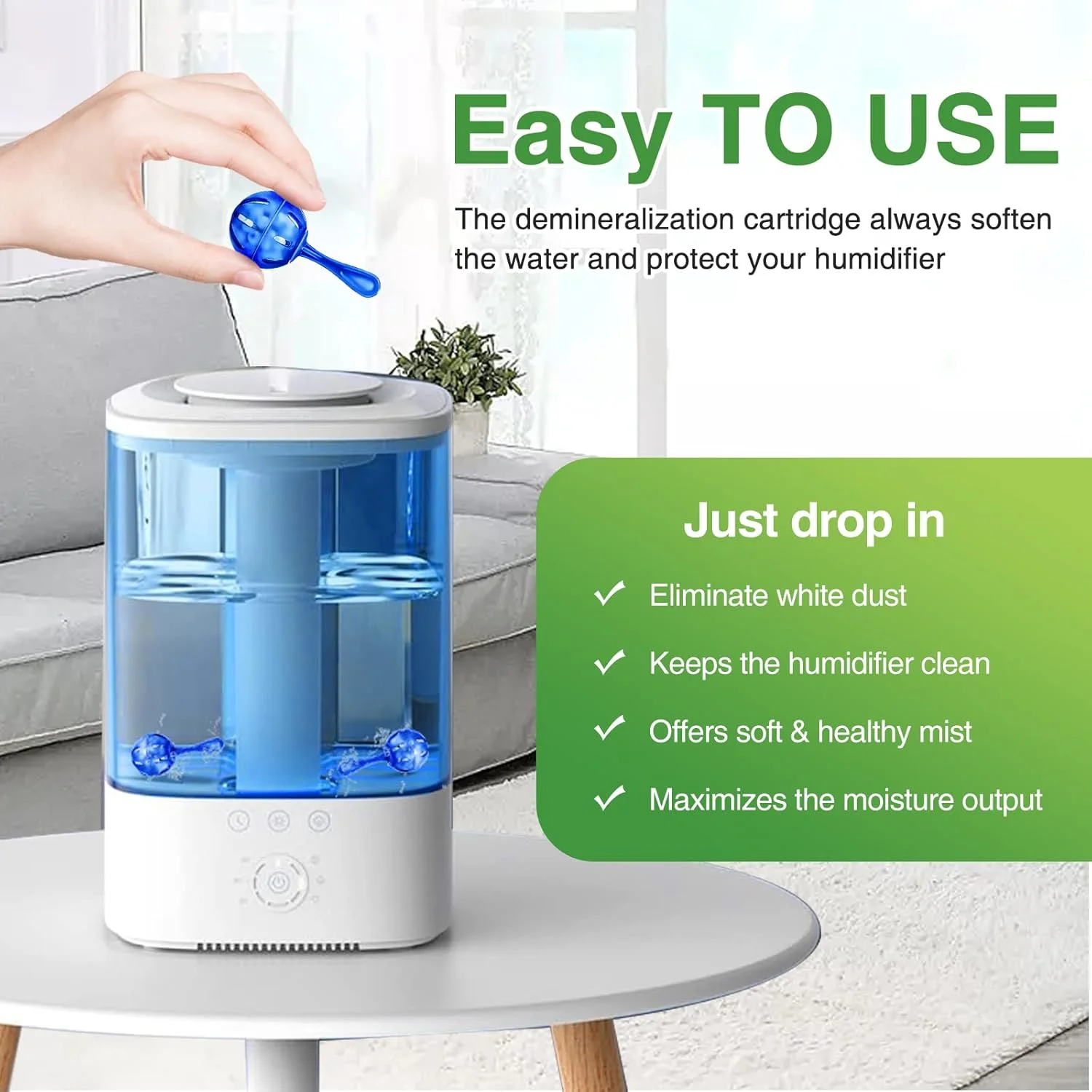 12 Pack  Humidifier Tank Cleaner Demineralization Cleaning Ball for All  and Fish Tank, Demineralization Cartridge for humidifie