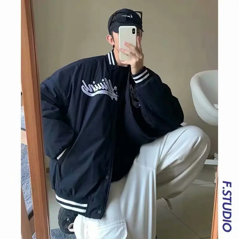 

Осень-зима, большой размер 250, мужская бейсбольная повседневная куртка, тонкий топ, модная верхняя одежда, удобная свободная посадка