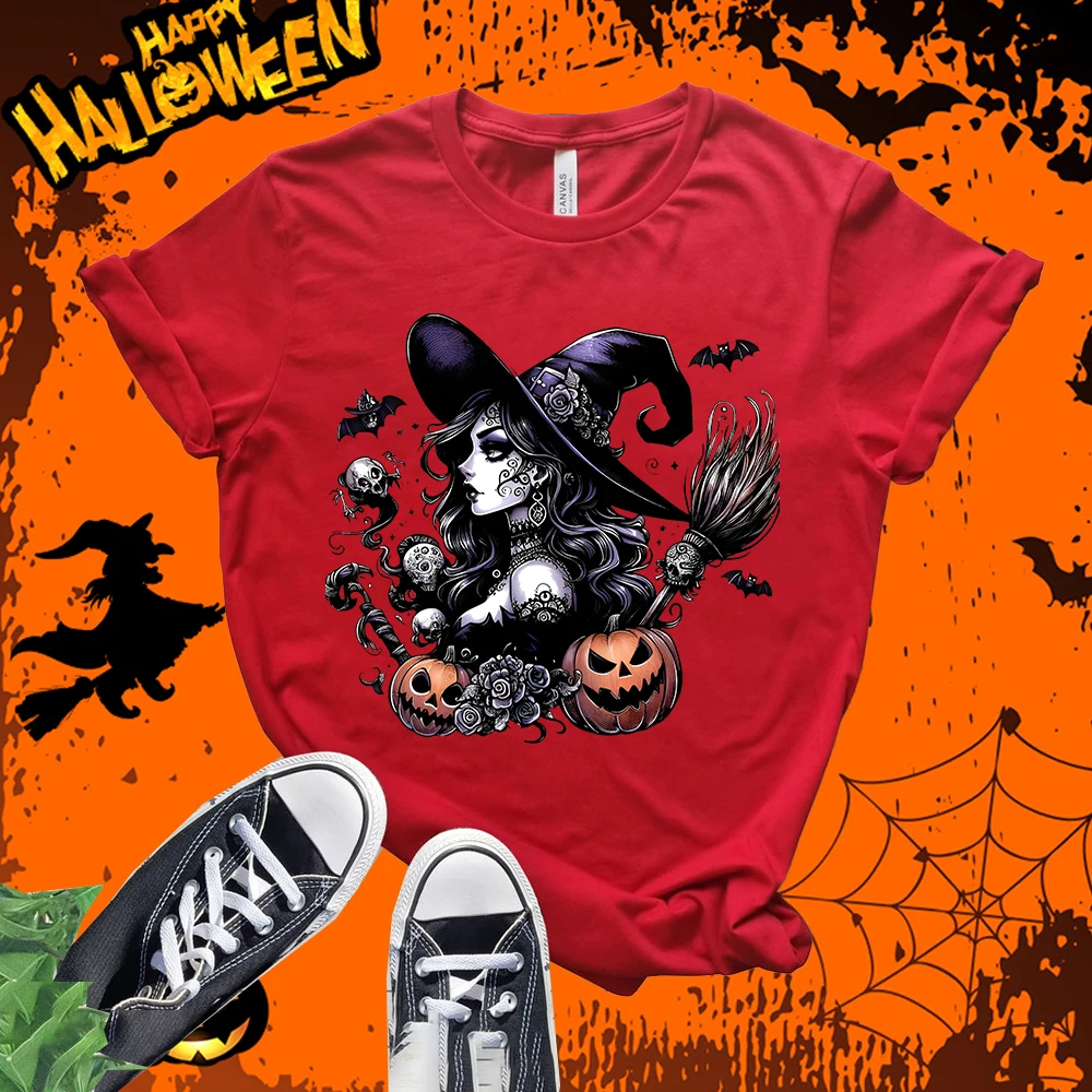 

Gothic Halloween Printed Women's Classic T-shirt Adult Novel Short Sleeve Personality Casual Top Loose Women's Clothing