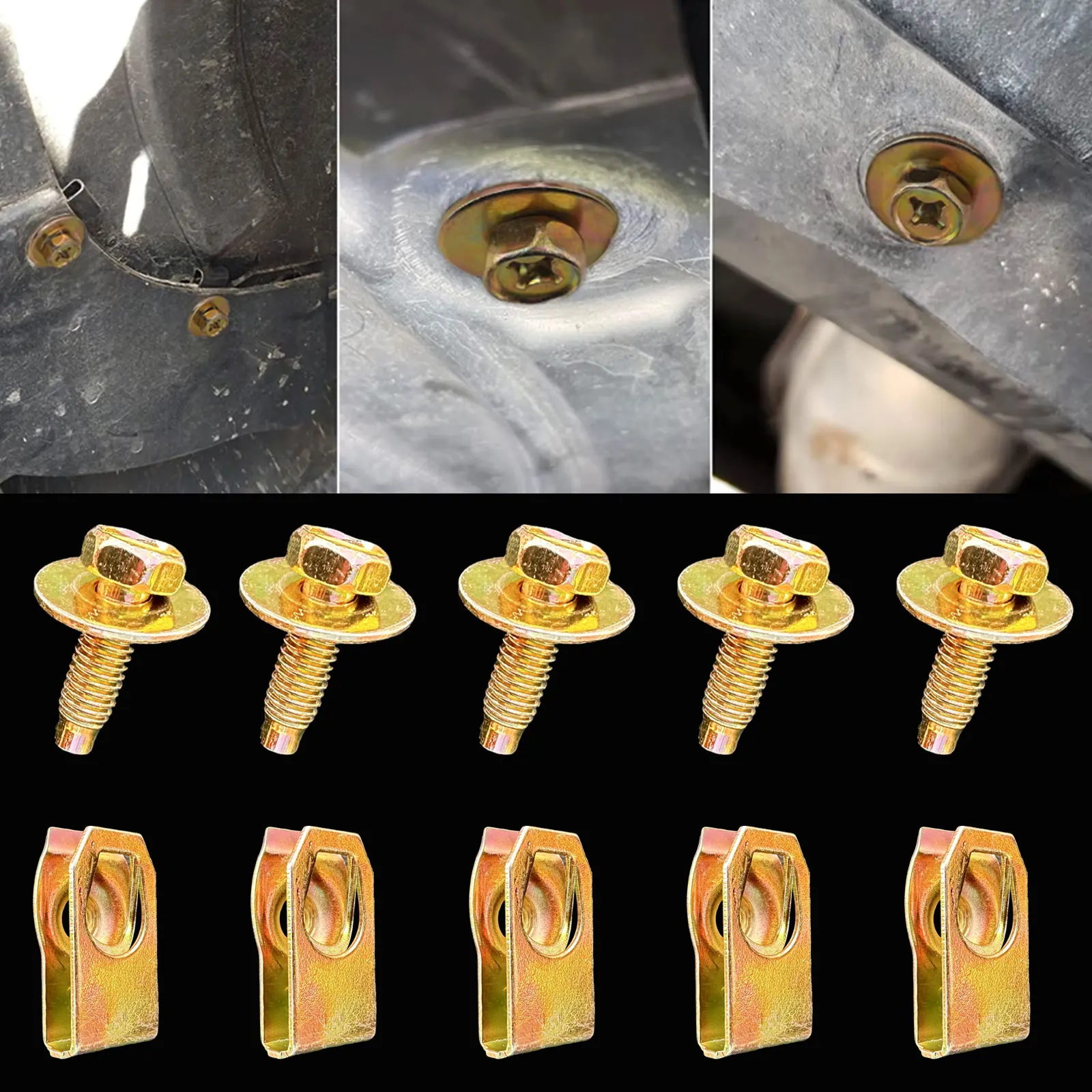 Motore universale sotto la copertura sottoscocca paraspruzzi protezione paraurti parafango fodera cappuccio scudo bulloni M6 clip dado a U