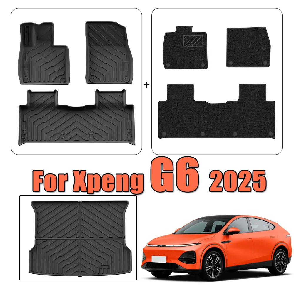 

For Xpeng G6 2025 Car Floor Mats Cargo Liner Trunk Pad TPE 3D Xiaopeng Foot Mat Waterproof Odorless Tray Left Hand Drive