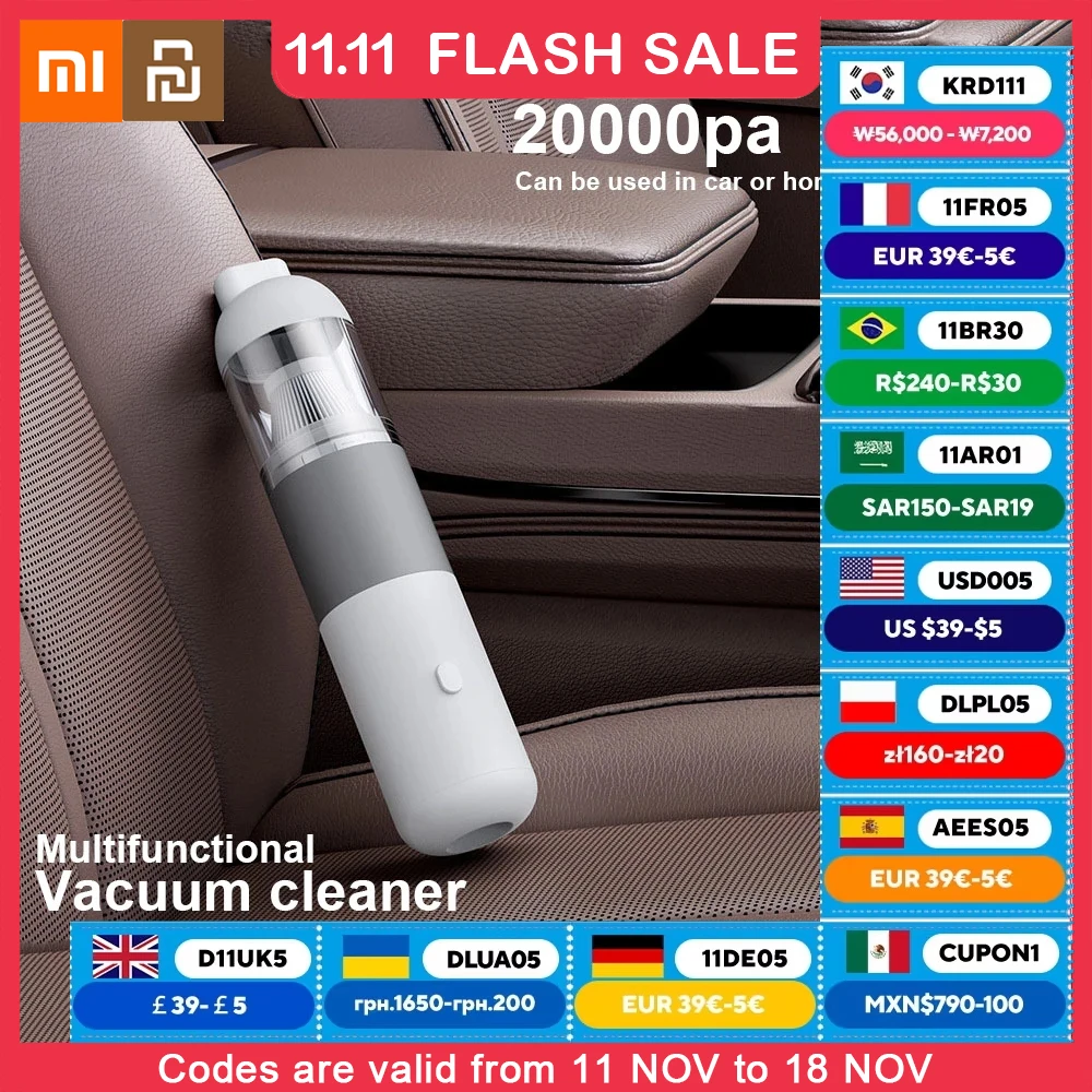 Xiaomi Car Vacuum Cleaner New 3 in1 Wireless Automobile Vacuum Cleaner Portable Robot Vacuum Cleaner Handheld Mini Dust Catcher