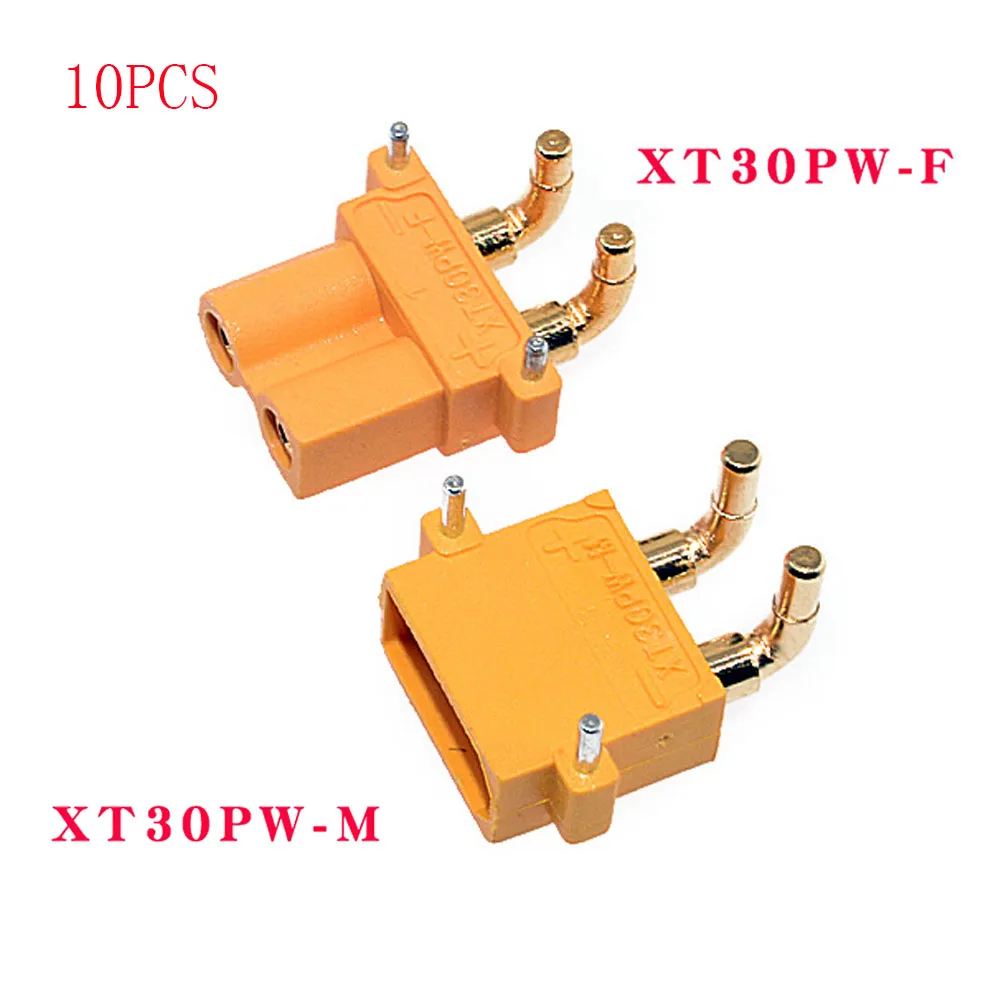 

10PCS/5Pairs XT30PW Plug Wire to Board Connector 2mm Banana Golden Head Right Angle Horizontal 2Pin Connector for RC Model