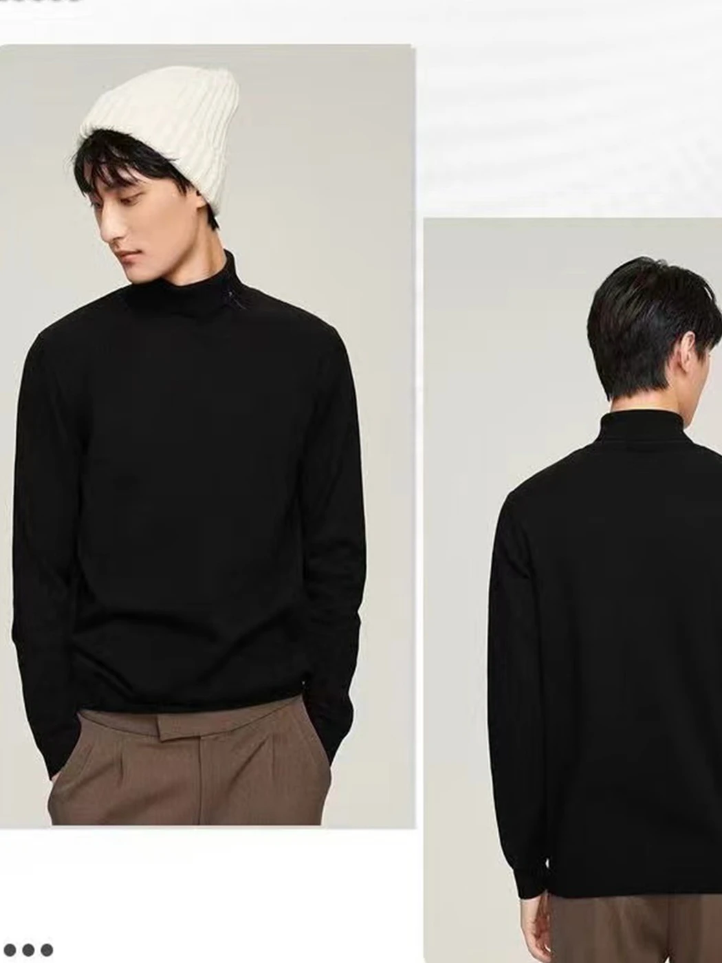 

Modilo Men's Slim Fit Woolen Knitwear High Collar Autumn Winter Sweater Base irt Casual Sle Comfortable Soft Polyester Blend