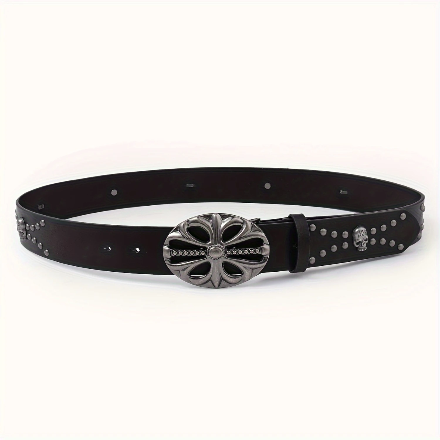1pc Punk Buckle Black Pu Leather Belt Classic Stylish Waist Belts Jeans Dress Accessories For Women