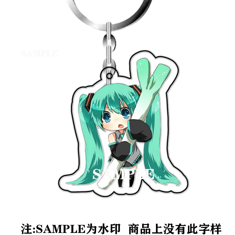 Hatsune miku anime dos desenhos animados acrílico dupla face chaveiro mochila pingente pendurado ornamentos meninas decoração presentes de aniversário brinquedos