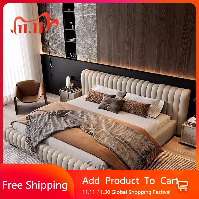 

Luxury Bedroom Bed Design European Wooden Simple Floor Bed Children Double Platform Storage Letto Matrimoniale Home Furniture